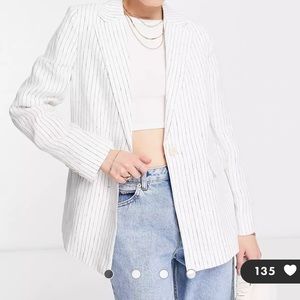 Mango Oversized Pinstripe Blazer